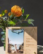 Minimalist Botanical Personalized Wood Frame [Wedding Picture Frame, Anniversary Photo Frame, Family Picture Frame, 4x6 Photo, Minimalist]