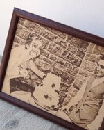Laser engraved picture on real leather, 3rd wedding anniversary gift idea, custom engraved framed photograph, leather engraving, unique gift