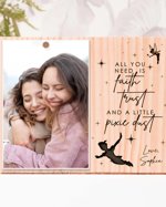 Tinckerbell Frame with photo, Wood engraved Gift, Gift for friend, Best friend Birthday, Minimalist Pic, Faith,Trust,Pixie Dus, Peter Pan