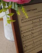 Leather engraved music sheet, personalized framed music notes, 3rd wedding anniversary gift, leather picture, custom engraving