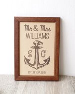 3rd wedding anniversary gift, leather wedding sign, engraved leather anniversary family name sign, framed leather picture, custom engraving