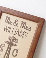 3rd wedding anniversary gift, leather wedding sign, engraved leather anniversary family name sign, framed leather picture, custom engraving