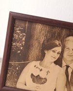Engraved photograph on real leather, 3rd wedding anniversary gift idea, custom engraved framed picture, leather engraving, unique gift