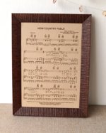 Leather engraving, music notes sheet engraved on real leather, 3rd wedding anniversary gift, leather picture, custom engraving