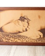 Engraved photograph on real leather, 3rd wedding anniversary gift idea, custom engraved framed picture, leather engraving, unique gift