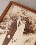 3rd wedding anniversary gift idea, custom engraved framed picture, leather engraving, unique gift Engraved photograph on real leather