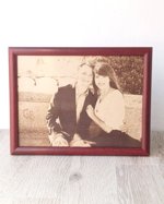 Engraved photograph on real leather, 3rd wedding anniversary gift idea, custom engraved framed picture, leather engraving, unique gift
