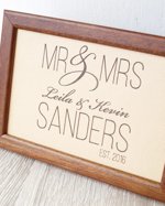 3rd anniversary gift, leather wedding sign, engraved leather anniversary family name sign, framed leather picture, custom engraving