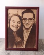 3rd Anniversary Gift, leather picture, laser engraved photograph on real leather, custom framed picture, leather engraving, unique gift