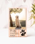 Pet Loss Gift, Custom, Pet Engraved Wood Photo Block, Animal Paw Print, Dog Memorial Frame, Picture Frame, Pet Sympathy Gift, Cat Loss Gift