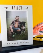 Personalised Dog Memorial Gift Photo Frame | Pet Cat Owners Dog Mom, Dog Christmas Keepsake Present, Custom Text Engraved Pet Picture Frame