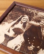3rd wedding anniversary gift idea, custom engraved framed picture, leather engraving, unique gift Engraved photograph on real leather