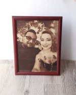 Custom leather photograph, 3rd wedding anniversary gift idea, custom engraved framed picture, real leather engraving, unique gift