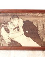 3rd wedding anniversary gift idea.Engraved photograph on real leather, custom engraved framed picture, leather engraving, unique gift