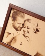 3rd wedding anniversary gift idea, custom engraved framed picture, leather engraving, unique gift Engraved photograph on real leather
