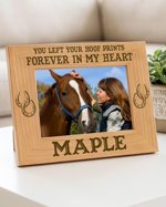 Horse Memorial, Personalized Engraved Frame, You Left Your Hoof Prints Forever In My Heart or Forever In Our Hearts, 4x6 Photo, Fast Ship