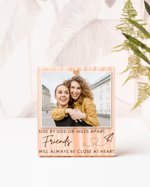 Personalized Long Distance Gift: Engraved Pine Wood Photo Frame