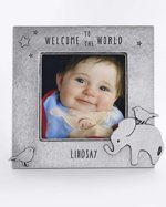 personalized elephant picture frame for baby shower gift, first birthday, made in usa