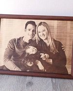3rd wedding anniversary gift, real leather picture, engraved photograph on genuine leather, leather photograph, anniversary gift idea