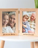 Personalised Solid Oak Hinged Photo Frame: Grandparent Keepsake