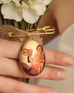 Photo Bouquet Charm for Bride: Personalized Wedding Brooch Pin Keepsake, LKGP-66