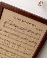 Leather engraved music sheet, personalized framed music notes, 3rd wedding anniversary gift, leather picture, custom engraving