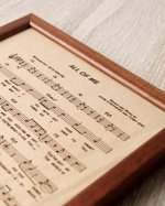 Leather engraved music sheet, personalized framed music notes, 3rd wedding anniversary gift, leather picture, custom engraving