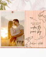 Personalized Long Distance Relationship Frame, Photo gifts, Engraved Wood Gift to Couples, Picture Frame, Long Distance Boyfriend.