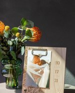 Special Day Floral Personalized Wood Frame [Custom Engraved Photo Picture Display, Wedding, Anniversary]