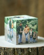 Personalized Photo Cube: Solid Wood Picture Block, Custom Family Gift, Wedding or Anniversary Present,