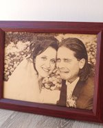 Memorial Photo, 3rd wedding anniversary gift idea, custom engraved framed picture, leather engraving, unique gift