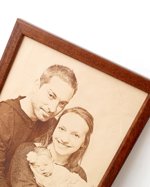 Engraved photograph on real leather, 3rd wedding anniversary gift idea, custom engraved framed picture, leather engraving, unique gift