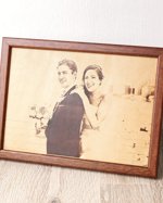 Engraved photograph on real leather, 3rd wedding anniversary gift idea, custom engraved framed picture, leather engraving, unique gift