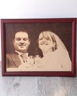 Engraved photograph on real leather, anniversary gift, wedding gift idea, custom engraved framed picture, leather engraving, unique gift