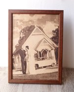 Real leather picture, engraved photograph on real leather, 3rd wedding anniversary gift, custom engraved framed picture, unique gift