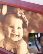 Custom engraved framed picture, Your photograph engraved on genuine leather, leather engraving