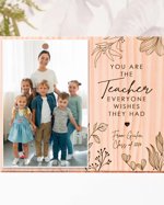 Personalized Teacher Photo Frame: Engraved Natural Pine Wood