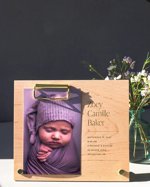 Simply Elegant Personalized Wood Baby Frame [Mother's Day Gift, Baby Announcement Picture Frame, New Baby, 4x6 Photo Frame, Newborn Gift]