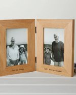 Personalised Solid Oak Double Photo Frame: Hinged Picture Frame, Gift for Grandparents