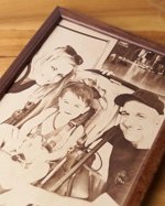 Engraved photograph on real leather3rd wedding anniversary gift idea, custom engraved framed picture, leather engraving, unique gift