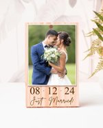 Personalized Wedding Gifts, Gifts for Couple, Minimalist Engraved Wood Gift, Engagement Picture Frame, Newly Engaged Gifts for Couple