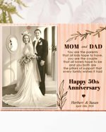 Personalized 50th Anniversary Photo Frame: Engraved Natural Pine Wood