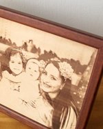 Engraved photograph on real leather, 3rd wedding anniversary gift idea, custom engraved framed picture, leather engraving, unique gift