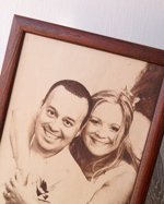 3rd wedding anniversary gift idea, custom engraved framed picture, leather engraving, unique gift