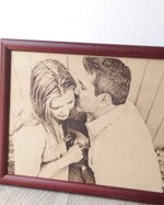 3rd wedding anniversary gift idea.Leather Picture, laser engraved photograph on real leather, custom engraved framed picture, unique gift